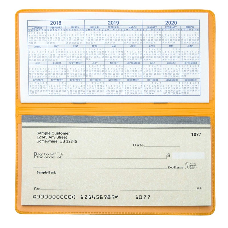 CAROUSELCHECKS Sunburst Orange Vinyl Checkbook Cover, Top Tear Personal Vinyl Checkbook Cover - Image 2